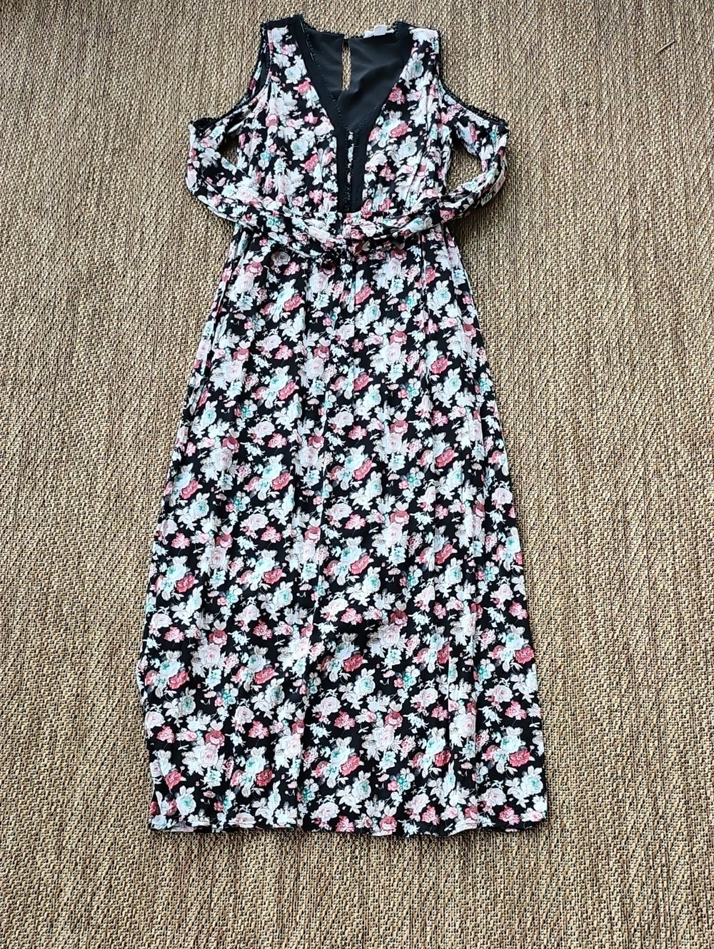 Love Riche Black Maxi Dress with Pink and White Floral Print